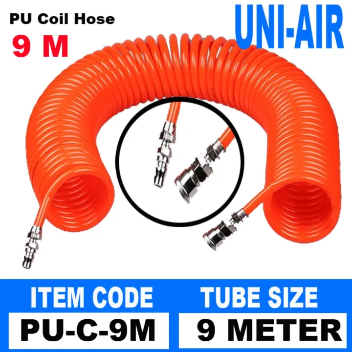 UniAir Pneumatic PU Coil Hose Flexcoil Air Compressor 9 meters Item No