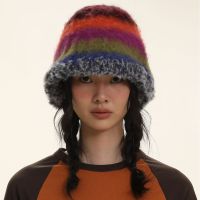 【YD】 New Gradient Wool Color Crochet Beanie Thick Warm Knitted Hat