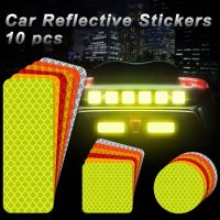 10Pcs/set Car Sticker Reflective Warning Safety Tape Anti Collision Warning Reflective Sticker for Automobile Trunk Decoration Car Door Protection