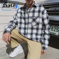 RUNAY เสื้อลายสก๊อตชายและหญิงแจ็คเก็ตแขนยาวบางสบายๆนักเรียนยอดนิยมคู่ด้านบนความรู้สึกสูง Ins อินเทรนด์ฤดูร้อน