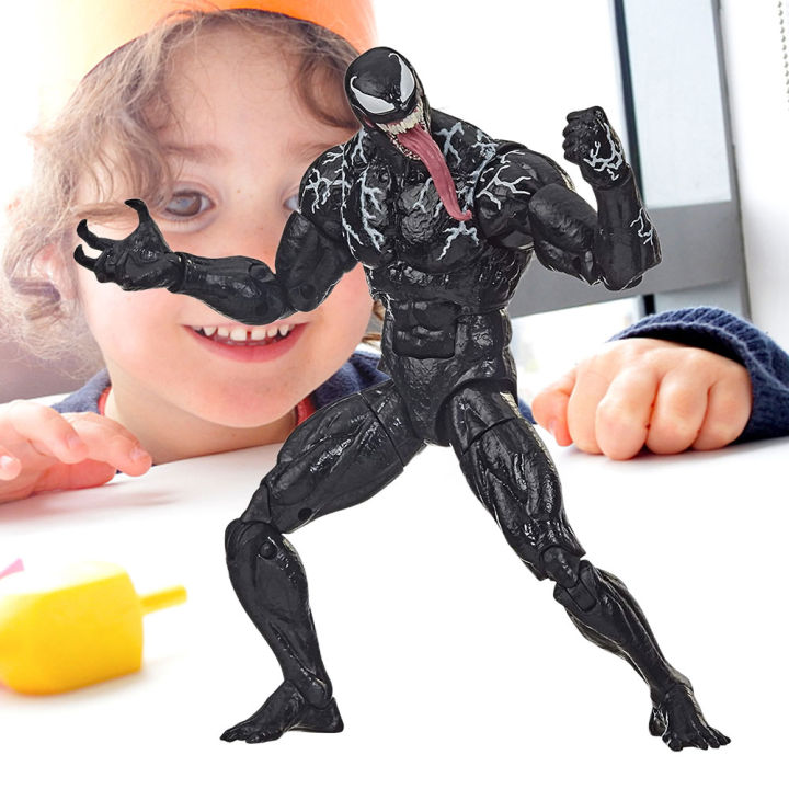 ตุ๊กตาปลอดสารพิษสะสมรุ่นโมเดลชุด2ตุ๊กตาของเล่นมาร์เวลตำนานขนาด7-8นิ้วพีวีซีสีดำสำหรับเด็ก
