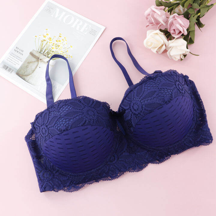 Xiushiren Sexy Women Hollow Lace Strappy Push Up Bra Ladies Solid Color Unlined Strapless Bras