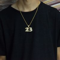 Hip Hop Full AAA CZ Zircon Bling Ice Out Number 23 Pendants Necklace Basketball Legend Men Rapper Jewelry Gold Silver Color