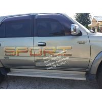 สติ๊กเกอร์แบบดั้งเดิมรถ คำว่า HILUX SPORT RIDER สีทองตัวใหญ่ สำหรับติดข้างรถ TOYOTA HILUX SPORT RIDER ติดรถ แต่งรถ โตโยต้า สปอร์ต ไรเดอร์ sticker