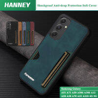 Hanney สําหรับ Samsung Galaxy A51 A71 A50 A50S A30S A12 A20 A30 A70 A22 4G 5G เปลือกหุ้มโทรศัพท์มือถือที่มีชุดการ์ดแบบธุรกิจแบบย้อนยุคป้องกันการกระแทกและป้องกันการล่มสลายฝาครอบTPUอ่อน YWW-05