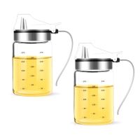 THLT1B 2 Pcs 300Ml Olive Oil Dispenser Bottle, Edible Oil and Vinegar Measuring Bottle, with Handle, for Kitchen and Barbecue