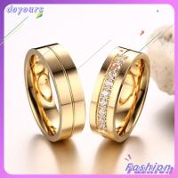 DOYOURS ผู้หญิงผู้ชาย คู่รัก AAA CZ ทอง 18K ชุบ แหวนแต่งงาน ลูกบาศก์เซอร์โคเนีย สแตนเลส