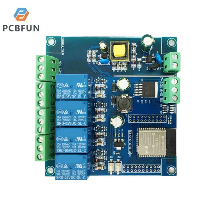 pcbfun-แหล่งจ่ายไฟ-ac-dc-esp32-wifi-bt-ble-โมดูลรีเลย์สี่ทิศทางบอร์ดพัฒนา-esp32ห้อง