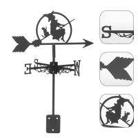 Ajigo【Hot Sale】 1 ชุดบ้านไร่สภาพอากาศ Vane Witch Elements Weather Vane ตกแต่งบ้านหลังคา Mount Weather Vane