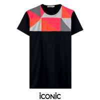 iCONiC PINK PATCHWORK BLACK T-SHIRT #6688 เสื้อยืด สีดำ ตัดต่อ ช่วงอก สีชมพู เสื้อยืดแฟชั่น เสื้อยืดผญ เสื้อยืดออกงาน