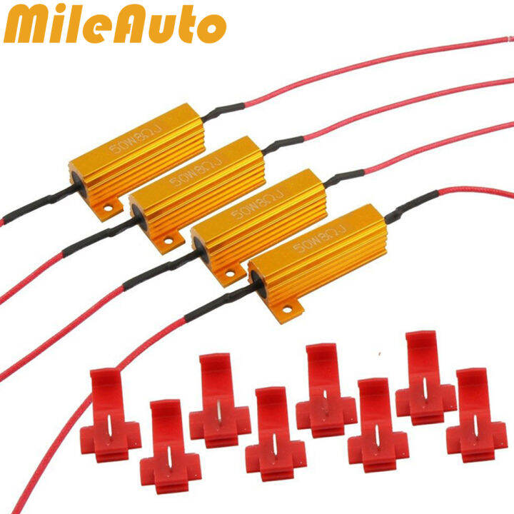 4PCS 50W 8ohm 8RJ LED Load Resistor Decoder Fix Hyper Flash Turn Signal ...