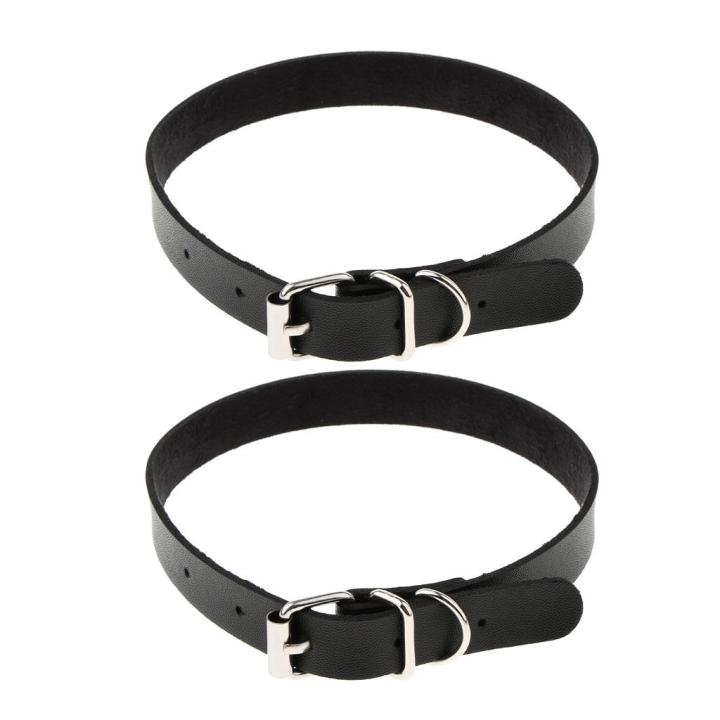 lazaralife-2pcs-punk-gothic-หนัง-pu-สร้อยแบบติดคอสร้อยคอแถบวงแหวนเข็มขัดหัวเข็มขัดปลอกคอ