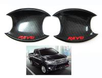 เบ้ารองมือเปิดประตู กลม ลายเคฟล่า โลโก้ แดง สะท้อนแสง 2 ประตู Toyota Hilux Revo 2015-2018 เบ้ามือจับประตู เบ้ามือเปิด ประตู ลาย คาร์บอน เคฟล่า เคฟลา เคฟร่า โตโยต้า ไฮลักซ์ รีโว่ 15 16 17 18 ราคาส่ง ราคาถูก ราคาโรงงาน