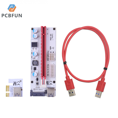 pcbfun สามอินเทอร์เฟซ PCIERiser การ์ดจอสายพ่วง USB3.0การ์ดจอตัวแปลง PCI-E สาย1X To 16XVer008S ถังสีแดง