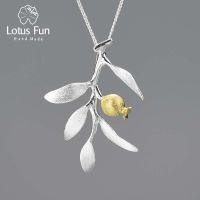 Lotus Fun Pomegranate Fruits Leaves nch Pendants without Necklace for Women Real 925 Sterling Silver Original Fine Jewelry