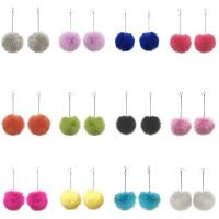 【CC】 1 Faux Fur Earrings Fluffy Chain Drop Dangle Jewelry Accessories Up