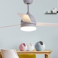 LED light Ceiling fan light modern remote control simple with fan dining room living room household macaron electric fan light Exhaust Fans