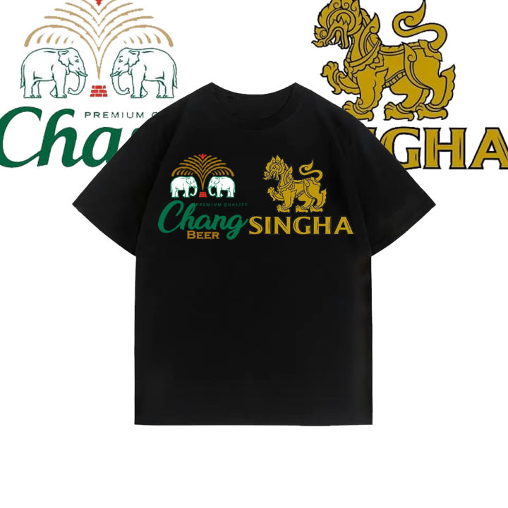 เบียร์ช้าง-amp-สิงห์-chang-beer-singha-ลายเบียร์สิงโตช้างเสื้อยืดแขนสั้น