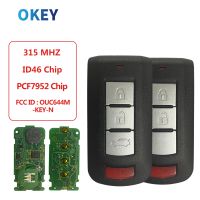 กุญแจ Mobil Remote Control Okey PCF7952 ID46 315Mhz สำหรับ Mitsubishi Lancer Outlander Galant Keyless Go OUC644M-KEY-N