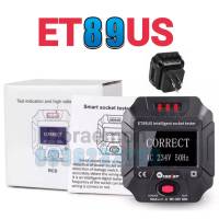 ET89US เครื่องตรวจปลั๊ก อุปกรณ์ตัวทดสอบปลั๊กไฟอัตโนมัติ GFCI พร้อมหน้าจอ LCD และตรวจกราวด์ สามารถใช้ตรวจสอบสายดินได้