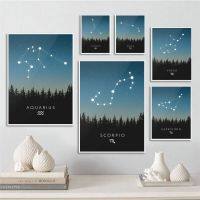 Luyameishop สไตล์นอร์ดิก Astrological Zodiac ป้ายผ้าใบ Wall Art - Perfect Home Decor ดวงชะตา Poster