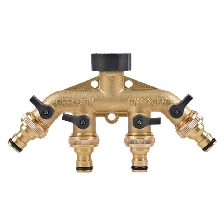 1 Set 4Way Brass Garden Hose Splitter Faucet Water Pipe Diverter for Outdoor Faucet Lazada.co.th
