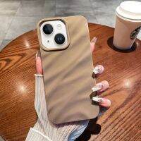 สำหรับ iPhone 14 /13เคสโทรศัพท์ TPU พื้นผิวคลื่นสีทึบ (สีน้ำตาล)