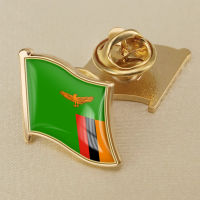 Zambia Zambian National Flag Crystal Resin Drop Badge Brooch Flag Badges of All Countries in the World All-metal Brooch Copper Brooch Collection