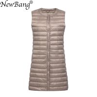 NewBang Brand Ultra Light Down Vest Women Long Vest Windproof Lightweight Warm Waistcoat Female Down Coat Long Slim Sleeveless