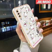 JIUMOO เคส A30s A50s A50ปลอกสำหรับ Samsung ลายการ์ตูนน่ารัก Pochacco เคสโทรศัพท์ชุบหรูหราบางดีไซน์ใหม่ลายขอบเคสกันกระแทกป้องกันเลนส์กล้องคลุมทั้งหมดเคสนิ่ม