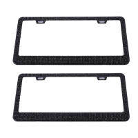 2Pcs Women Universal Exterior Accessories Car License Plate Frame Gift Fashion Glitter Rhinestone Cool Easy Install US Vehicle