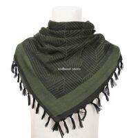 ✥﹍ Tactical Desert Shemagh Keffiyeh Arab Tessel Scarf Wrap Outdoor Windproof Dustproof Face Protective Scarf for Men-110x110cm