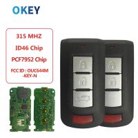 Okey กุญแจ Mobil Remote Control 46 PCF7952 315Mhz สำหรับ Mitsubishi Lancer Outlander Galant Keyless OUC644M-KEY-N