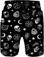 Gothic Moon Cat Skull Mens Quick Dry Swim Trunks with Mesh Lining Summer Surf Long Beach Pants Board Shorts Bathing Suits