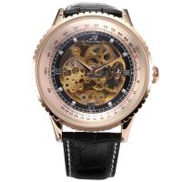 Hollow Out Men Women PU Leather Wrist Watch Big Round Dial Mechanical Watch QKC311