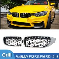 Pulleco For BMW 4 Series F32 F33 F36 M3 F80 M4 F82 Diamond Car Front Bumper Grille Auto Grills Racing Grill Grilles 12-18