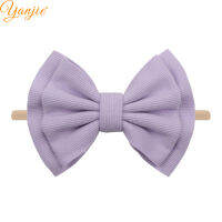 2021 Fashion 6" Double Layer Soft Knitted Hair Bow Baby Nylon Headband Handmade Hair Accessories Hairband High-quality Headwear