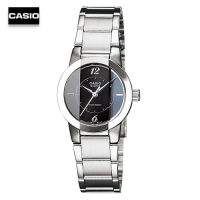 Velashop นาฬิกาข้อมือผู้หญิงคาสิโอ Casio สายสเตนเลสสีเงิน/หน้าปัดดำ รุ่น LTP-1230D-1CDF, LTP-1230D-1C, LTP-1230D