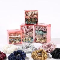 ✚☼☽ 1 Box 100 Pure Mulberry Silk Hair Scrunchies Silk Hair Ties Hairbands Skinny Scrunchies Ponytail Holders Hair Care Accessories