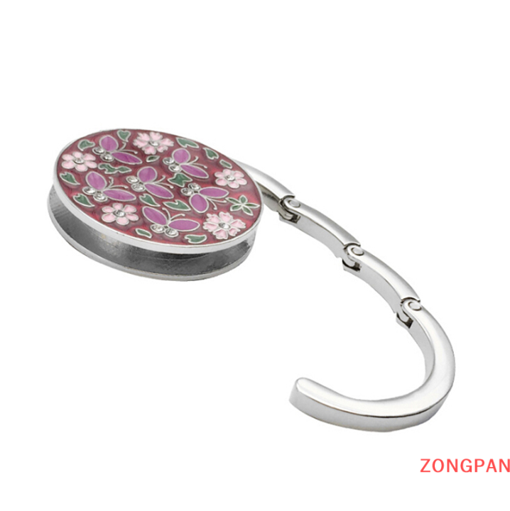 zongpan-กระเป๋าถือกระเป๋าพับได้-กระเป๋าโท้ทที่แขวนกระเป๋ากระเป๋าโลหะรูปทรงดอกไม้ที่ใส่ที่แขวนกระเป๋ากับโต๊ะ