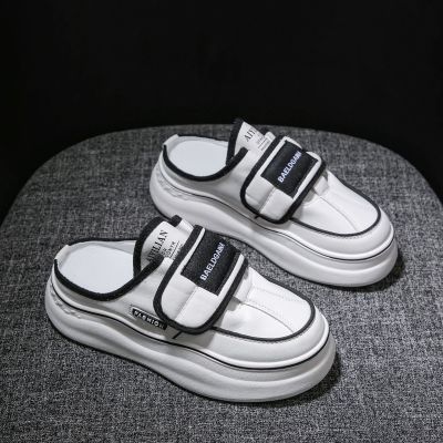 【Hot Sale】 Explosive Baotou half slippers womens summer 2023 new sandals and ins trendy lazy casual thick bottom white shoes