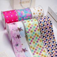 DIY Cartoon Dots And Stars Printed Grosgrain Ribbon For Craft Supplies Sewing Accessories 5 Yards. 18309 Gift Wrapping  Bags