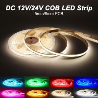 8mm 5mm COB LED Strip Light 12V 24V Red Green Ice Blue Pink Yellow White Color Flexible Tape LED Bar CRI 90 for Home Decor