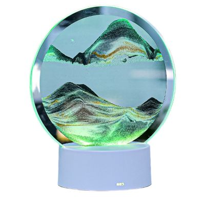 Natural Landscape Flowing Sand Picture Art Hourglass Round Colorful Painting Blue