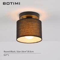 BOTIMI Round Cloth Lampshade LED Ceiling Lamp For Corridor Lamparas de techo Fabric Surface Mounted Indoor E27 Kitchen Lighting