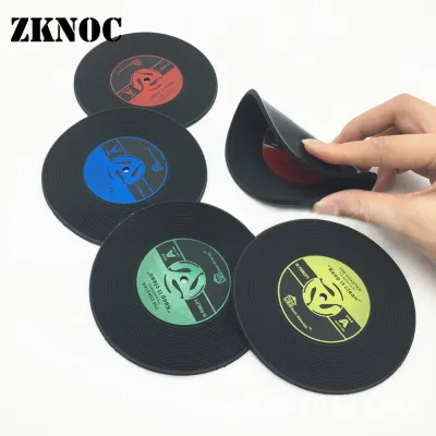 【CC】▼◇❁  1/4Pcs/set  glass coaster set Vinyl Drinks Coasters Table Cup Placemat drinks