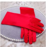 ❏▬ Short Wedding Gloves Finger for Women Wrist Ivory Satin Cuffs Simple Bridal Glove