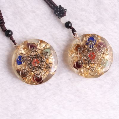 【cw】 New Arrived 1Pc Orgonite Pendant Necklace Resin Healing Sacred Chakra Jewelry ！