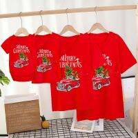 [COD] MERRY CHRISTMAS tree red letter print parent-child outfit cross-border foreign trade top T-shirt