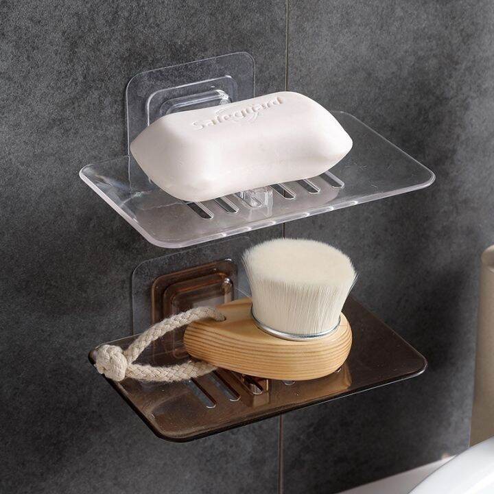 wall-hanging-drain-soap-box-bathroom-soap-holder-tray-transparent-sponge-soap-dish-storage-plate-bathroom-accessories-organizer